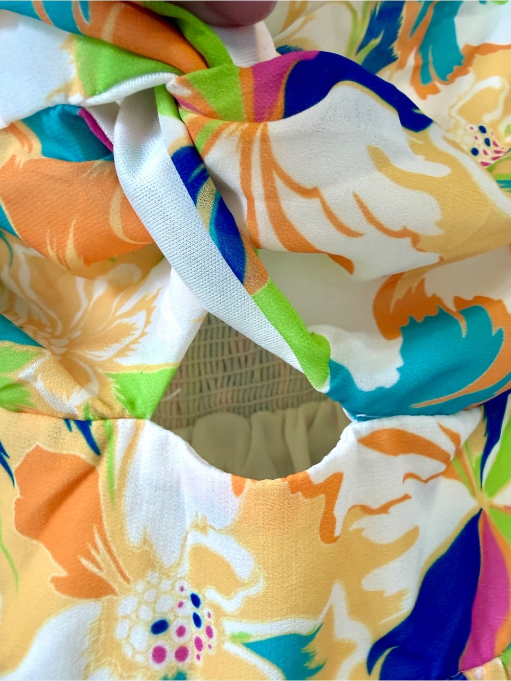 Flying Tomato Strapless Tropical Print Wide Leg Jumpsuit Size L - Picture 9 of 11